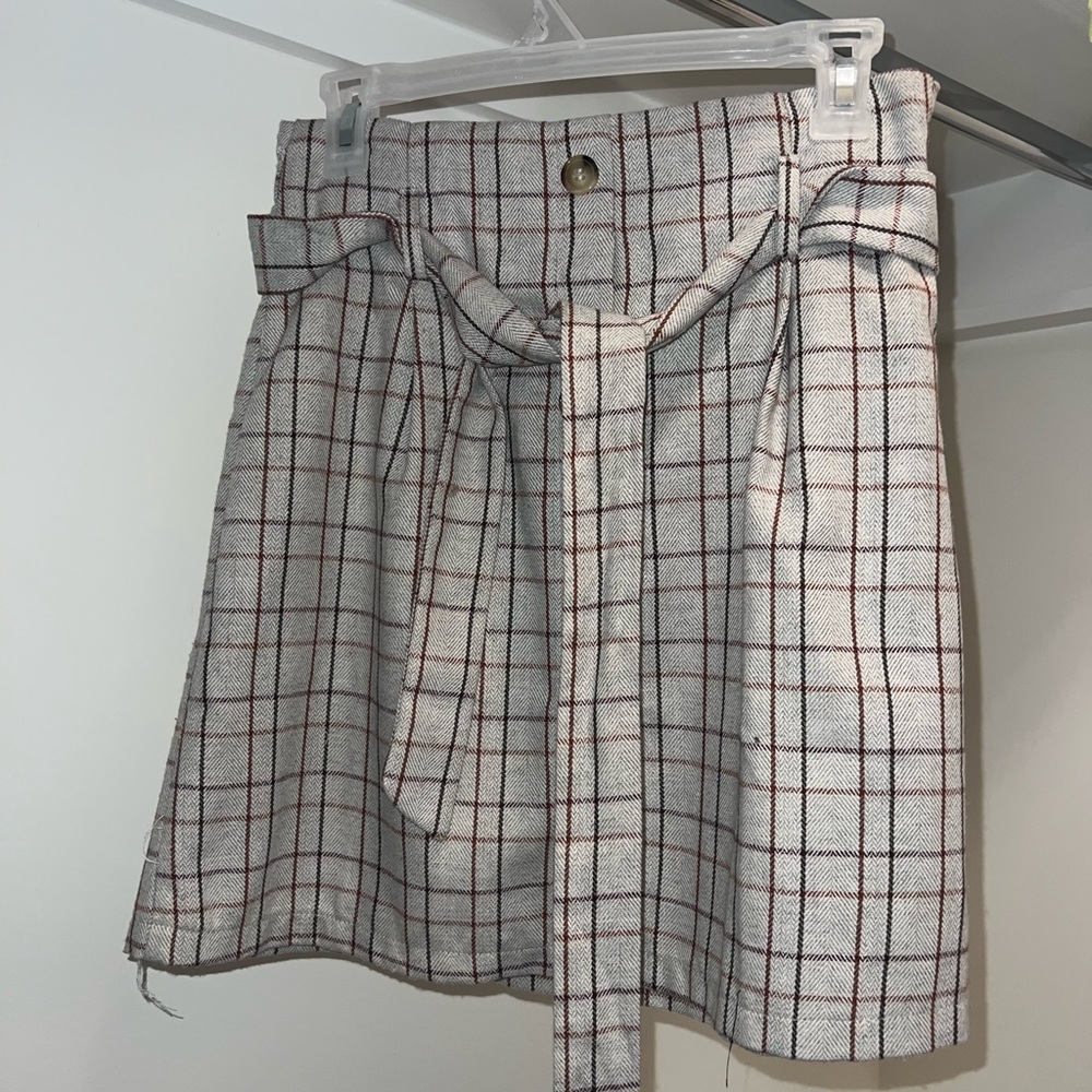 Drygoods tan plaid skirt with tie
